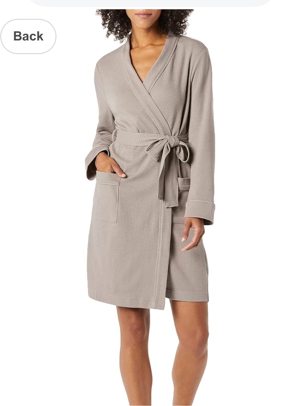 Amazon Essentials Women's Waffle Knit Wrap Robe in Taupe